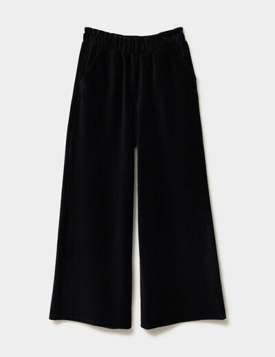 Pantalon paper bag velours côtelé noir fille