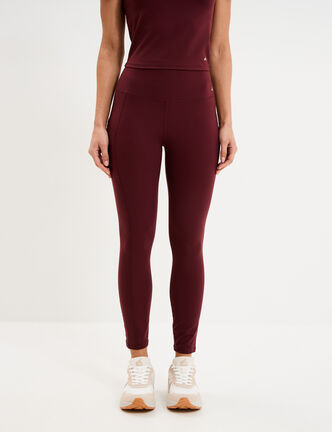 Legging de sport taille haute violet fonc&eacute; femme