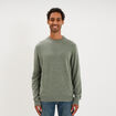 Pull col rond manches longues vert kaki homme