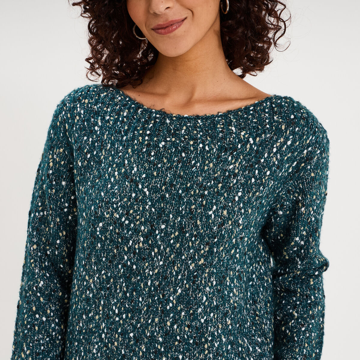 Pull manches longues bleu canard femme
