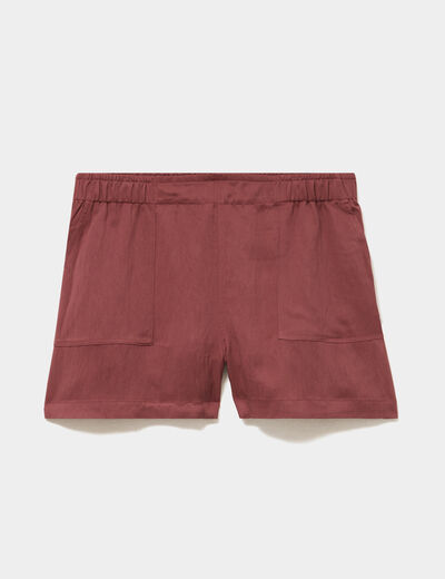 Short avec taille &eacute;lastiqu&eacute;e marron cognac femme grande taille