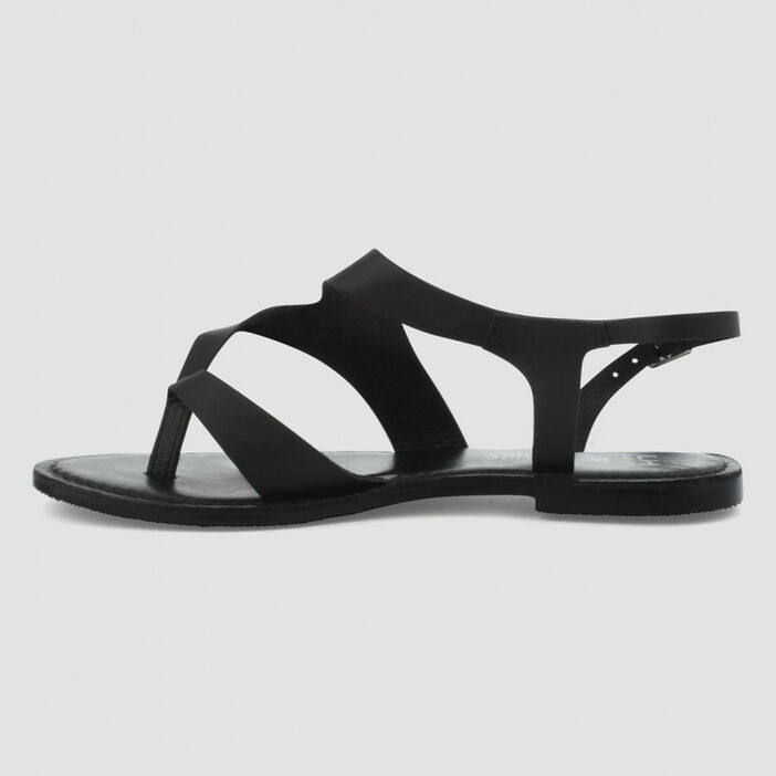 Sandales entredoigt unies en cuir femme noir