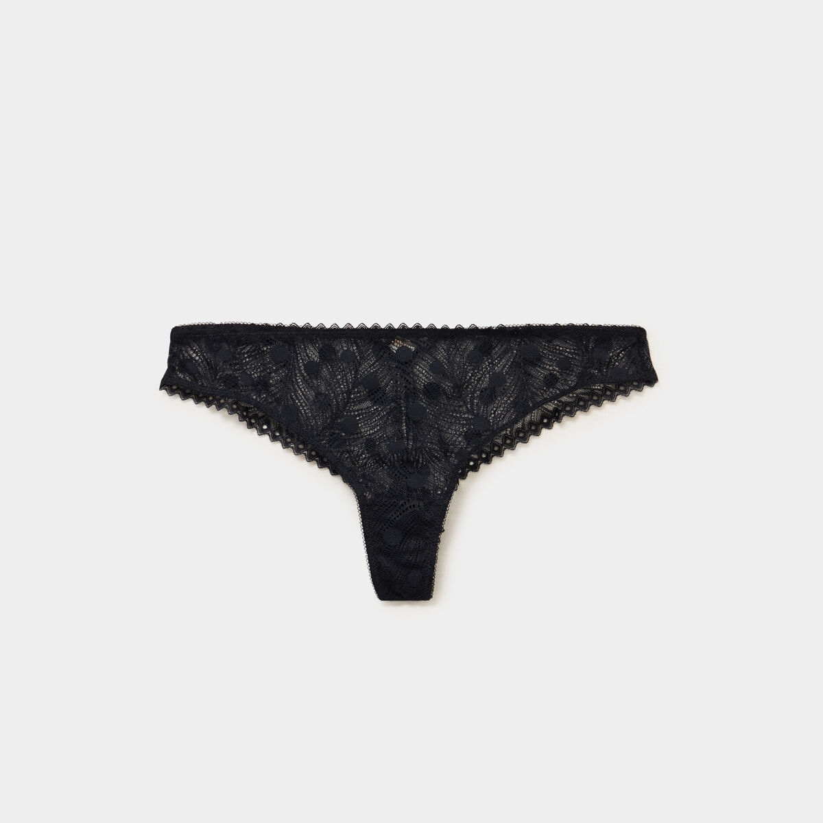 Tanga dentelle noir femme