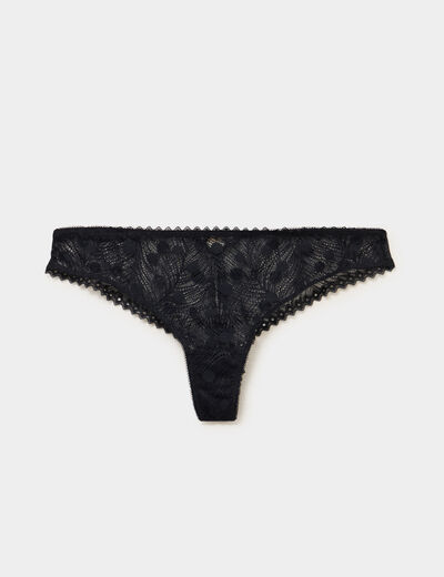 Tanga dentelle noir femme