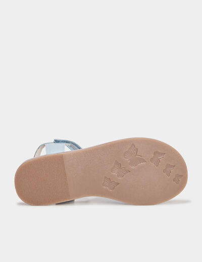 Sandales à scratchs en cuir Kickers bleu fille