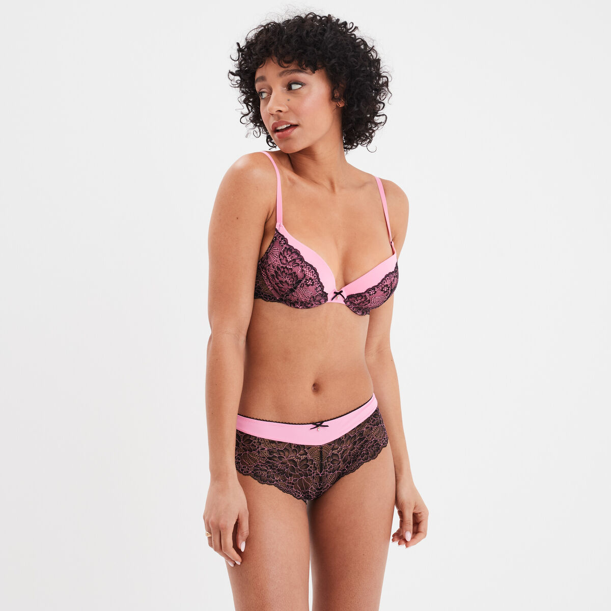 Soutien-gorge dentelle maxi push-up rose femme