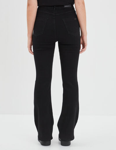 Pantalon flare avec lacets denim noir femme