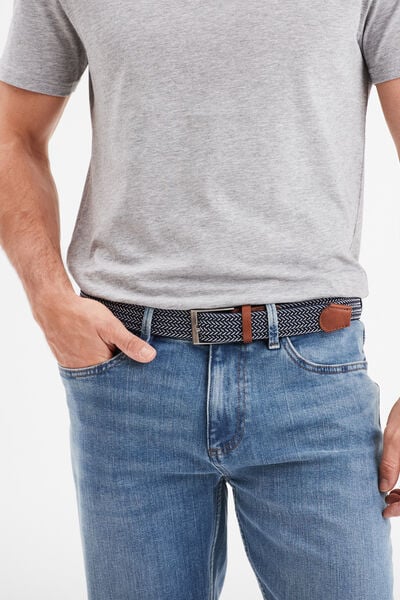 Ceinture tress&eacute;e multicolore homme
