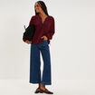 Blouse broderie anglaise manches longues violet fonc&eacute; femme