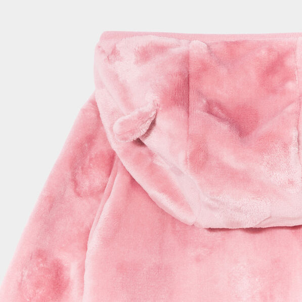 Gilet fausse fourrure zippé à capuche vieux rose bébé fille