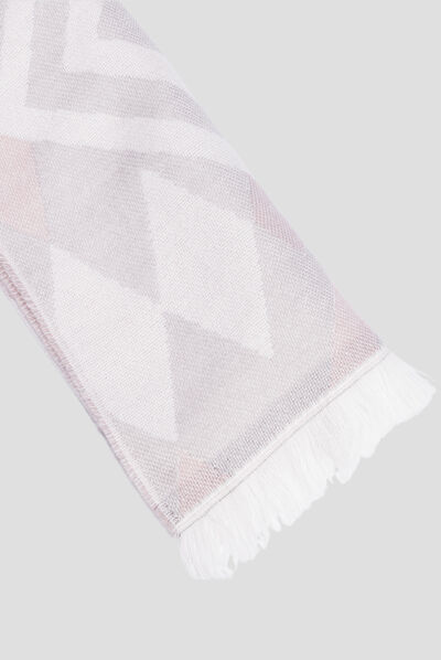 Écharpe à franges avec motifs rose clair femme