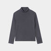 T-shirt coton col roul&eacute; manches longues gris fonc&eacute; gar&ccedil;on