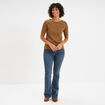 T-shirt col rond manches courtes coton beige femme