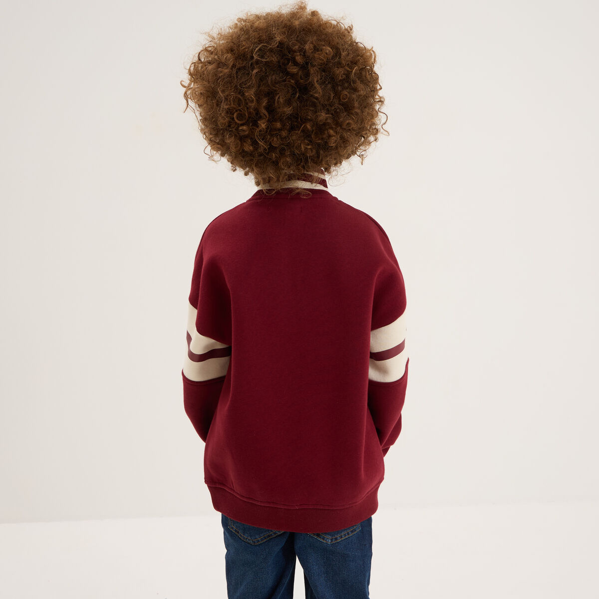Sweat col camionneur oversize bordeaux gar&ccedil;on