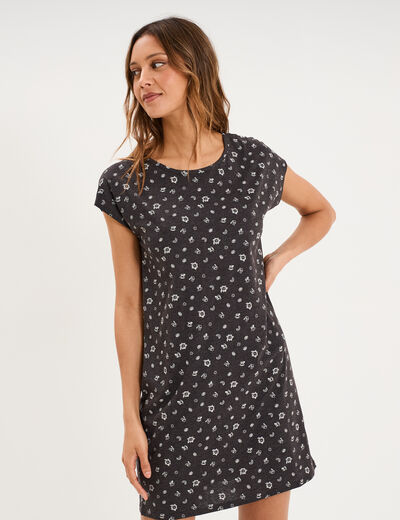Chemise de nuit manches courtes gris anthracite femme