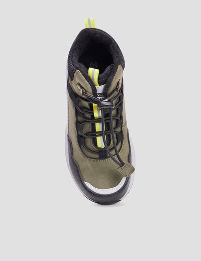Boots lacets élastiqués Bazo vert kaki garçon