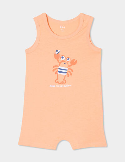 Combinaison de plage coton sans manches rose saumon bébé garçon