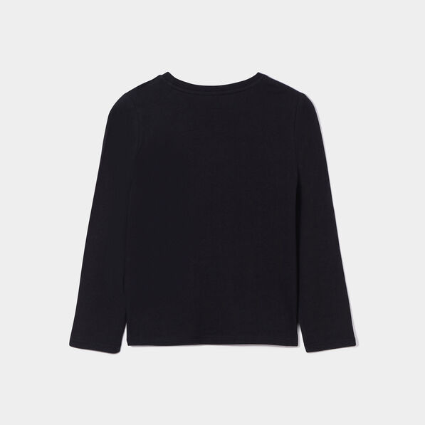 t shirt col rond manches longues coton noir garcon T-shirt col rond manches longues coton noir garçon