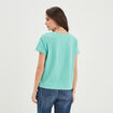 T-shirt col rond manches courtes coton vert menthe femme