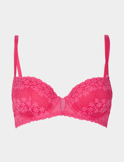 Soutien-gorge corbeille paddé dentelle rose fushia femme