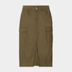 Jupe longue cargo coton vert kaki femme