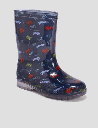 Bottes de pluie imprimé bleu marine garçon