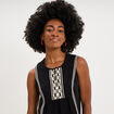Blouse sans manches col tunisien coton noir femme