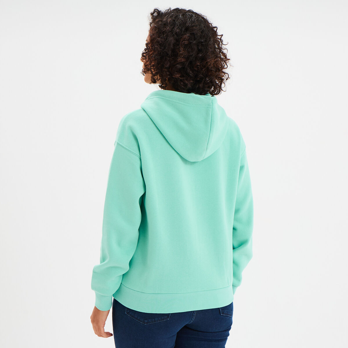 Sweat hoodie molleton à capuche bleu turquoise femme