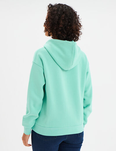 Sweat hoodie molleton à capuche bleu turquoise femme