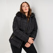 Doudoune d&eacute;perlante &agrave; capuche noir femme grande taille