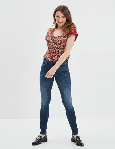 T-shirt dentelle épaules et dos rose fushia femme