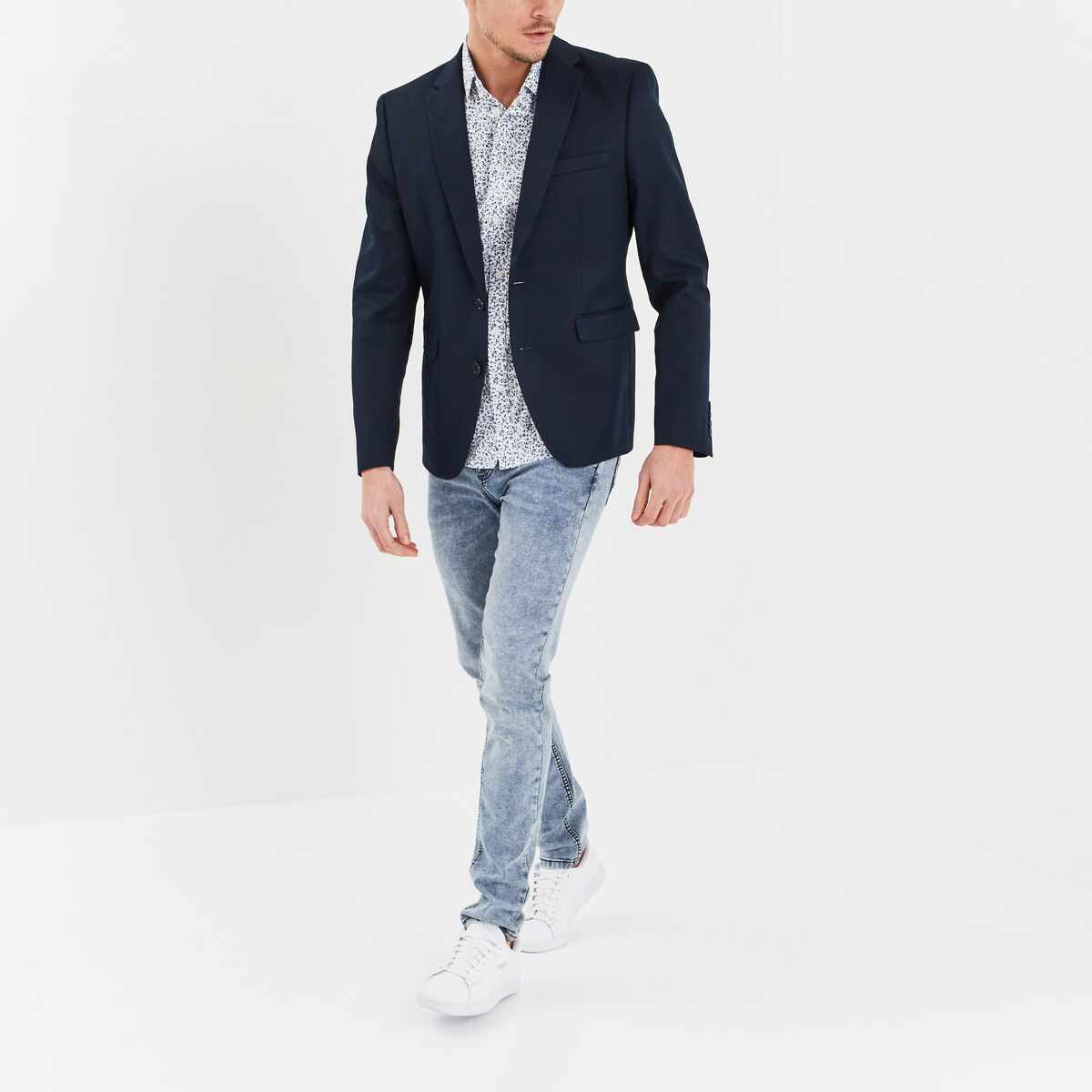 Chemise droite manches courtes coton blanc homme