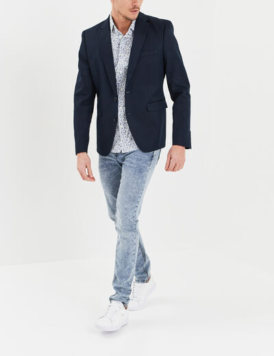 Chemise droite manches courtes coton blanc homme