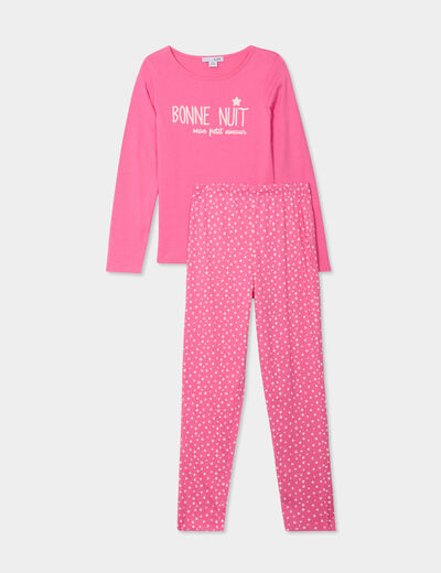 Ensemble pyjama pantalon 2 pièces rose fushia fille