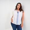 Blouse brodée col tunisien coton blanc femme grande taille