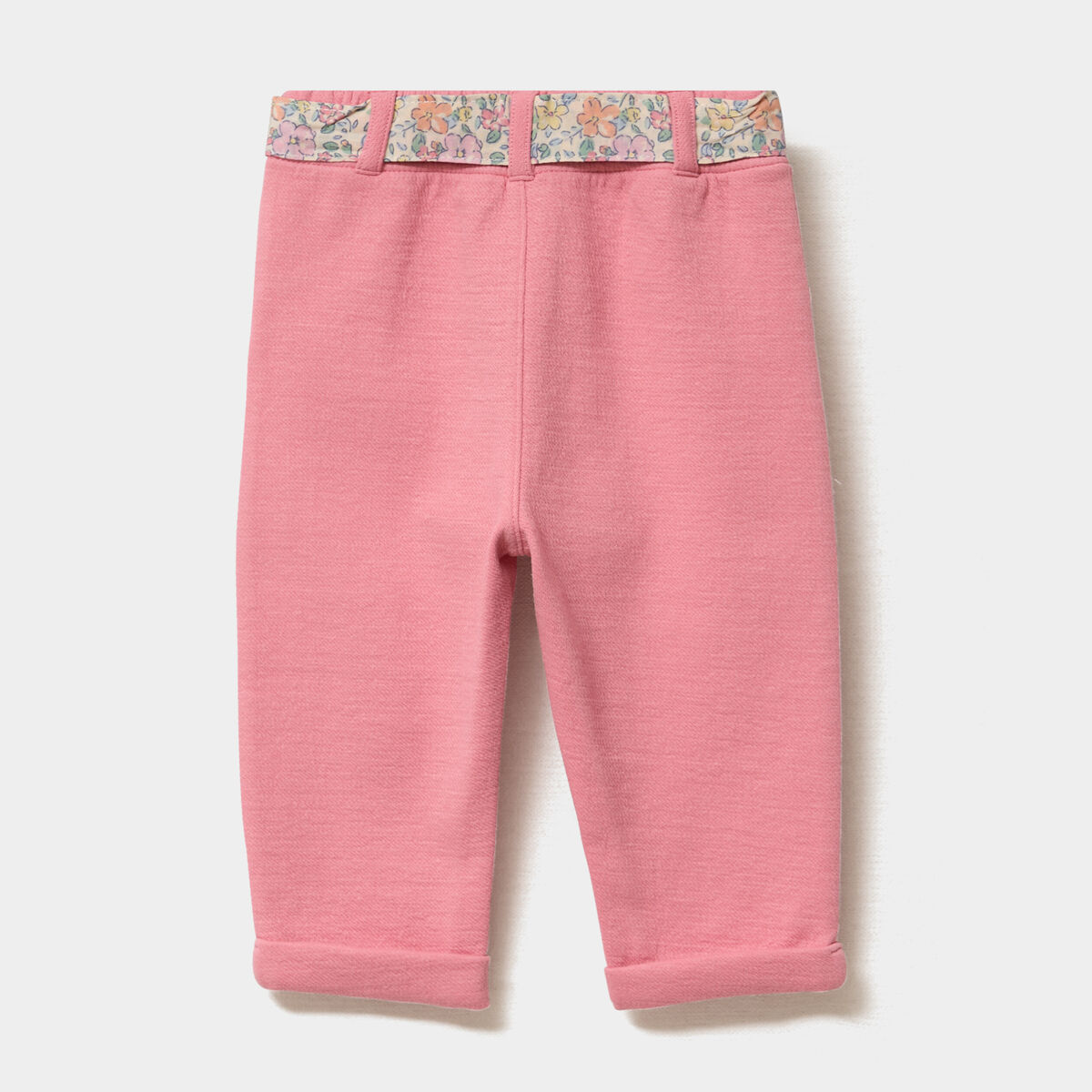 Pantalon cigarette en maille &agrave; ceinture rose b&eacute;b&eacute; fille