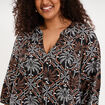 Robe courte col tunisien manches 3/4 noir femme grande taille