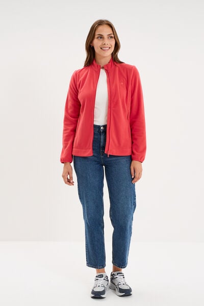 Veste polaire zipp&eacute; manches longues rose femme