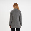 Manteau mi-long cintr&eacute; zipp&eacute; col montant gris fonc&eacute; femme