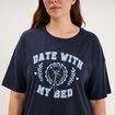 Chemise de nuit courte coton bleu marine femme grande taille