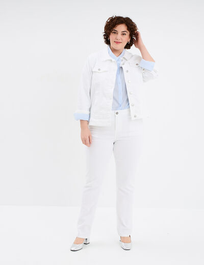 Chemise manches longues ajustée coton blanc femme grande taille