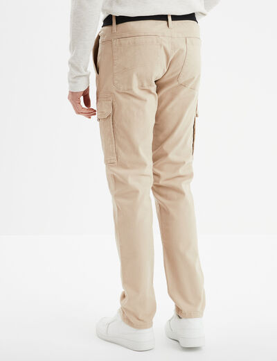 Pantalon cargo ceinturé Trappeur marron cognac homme