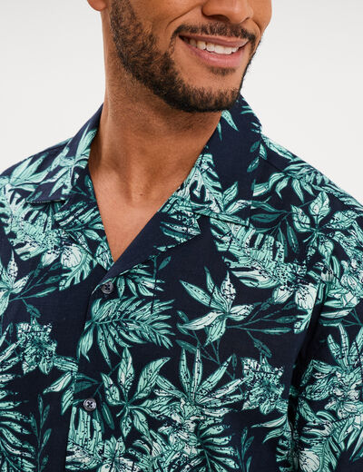 Chemise en coton manches courtes bleu homme