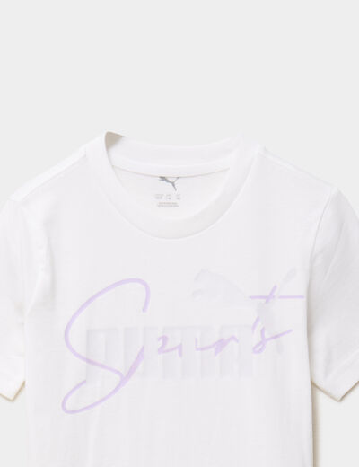 T-shirt manches courtes coton Puma blanc fille