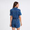 Combishort en jean ceinturée coton denim stone femme