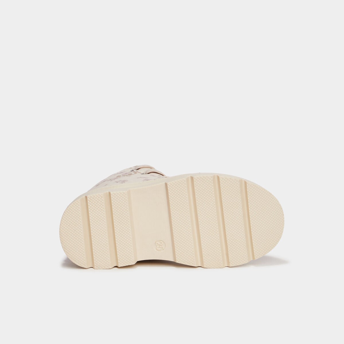 Bottines fourr&eacute;es &agrave; paillettes creme fille