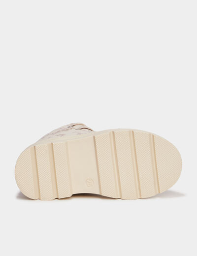Bottines fourrées à paillettes creme fille