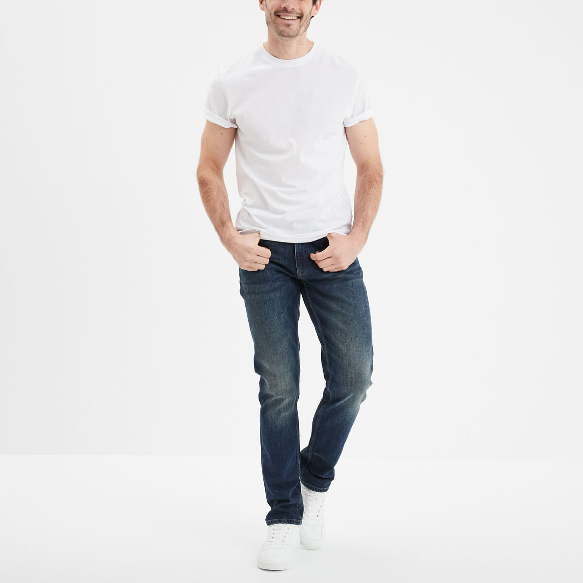 Jeans denim straight 5 poches denim dirty homme