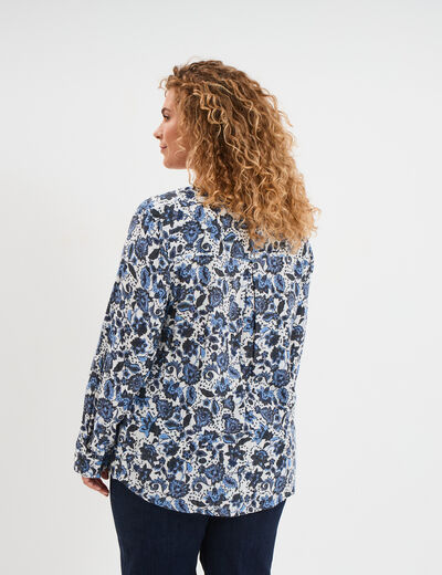 Chemise col mao Modavista blanc femme grande taille