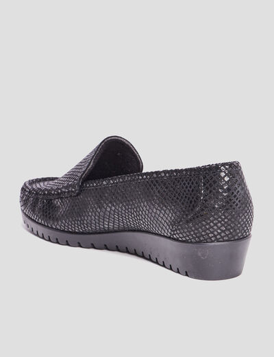 Mocassins en cuir compensés pied large marron femme